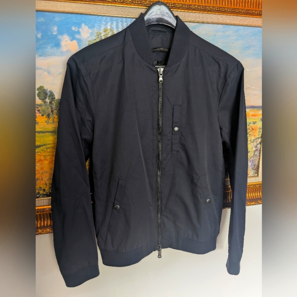 John Varvatos Black Bomber Jacket